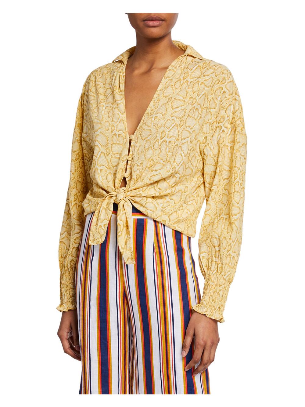 Faithfull the Brand Aira Knot Shirt Petra Snake Size Small 4 New